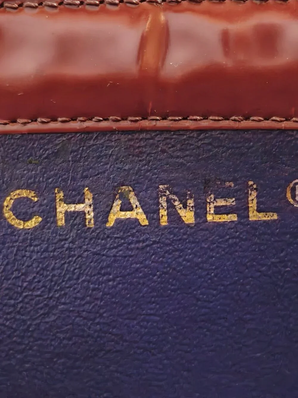 CHANEL Vintage Patent Leather Tote Bag Burgundy CC Logo Shoulder Bag Authentic